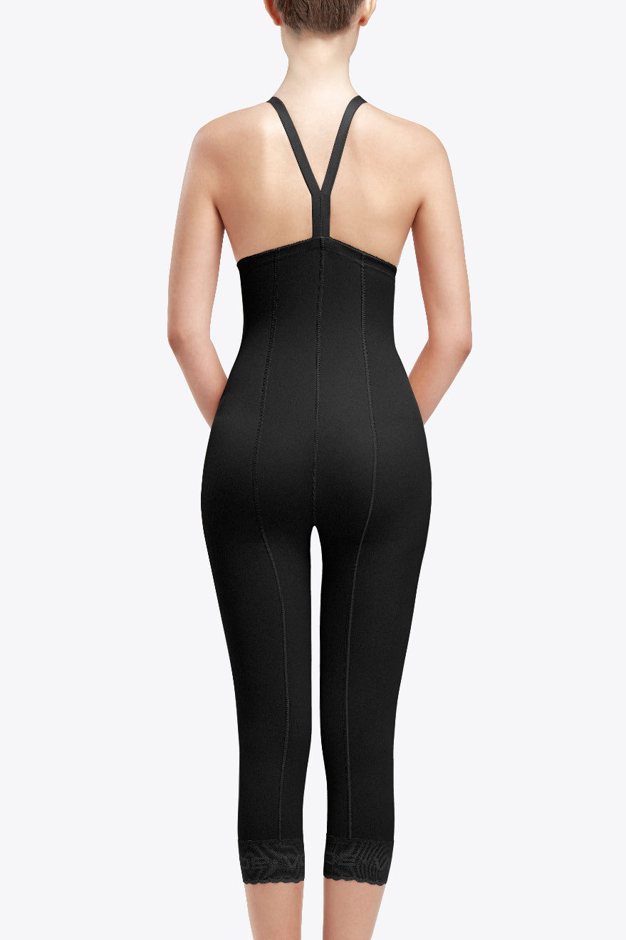 Faja abdominal debajo rodillas negra, espalda VOE