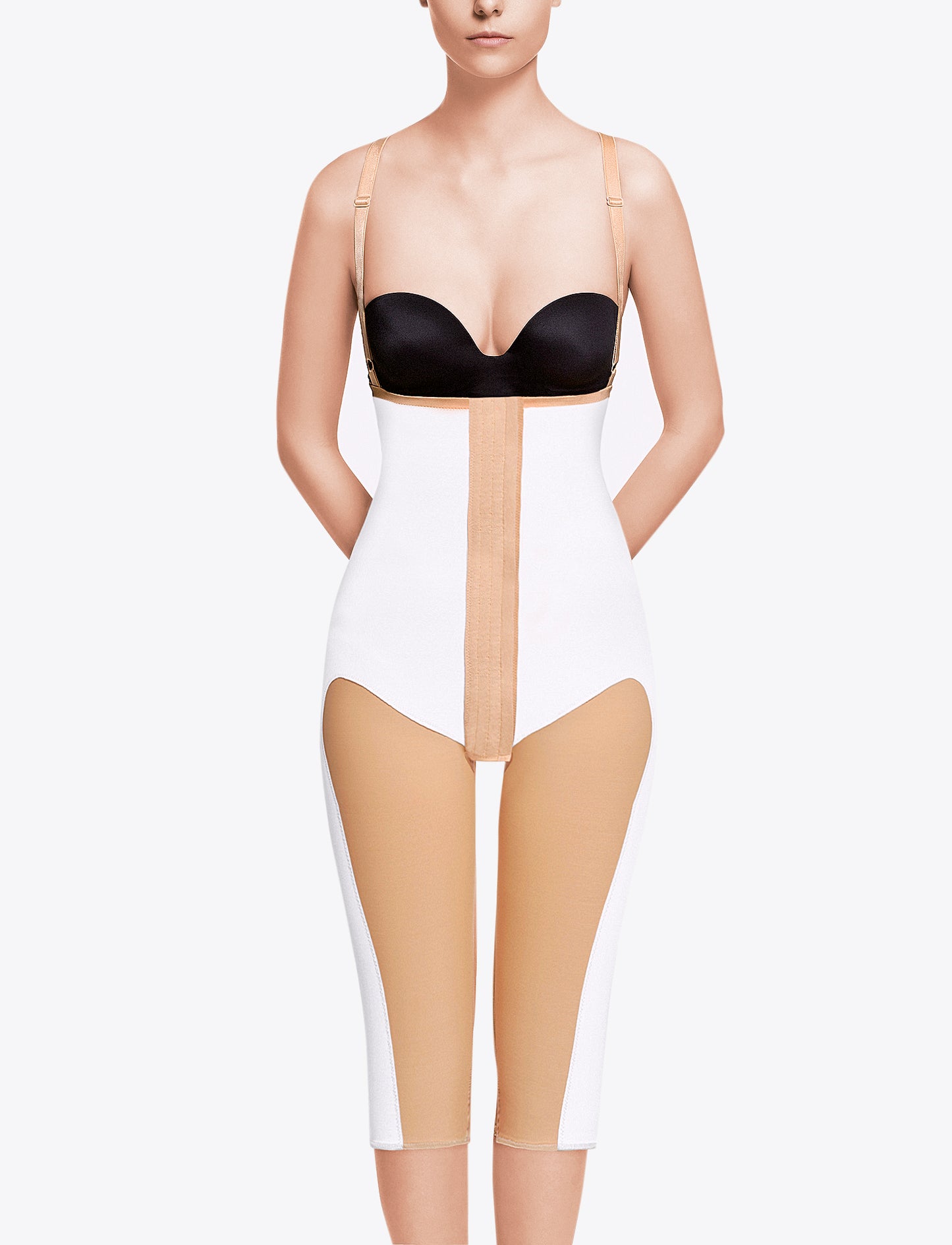 Faja Abdominal Bajo Rodilla beige,  Refuerzos VOE
