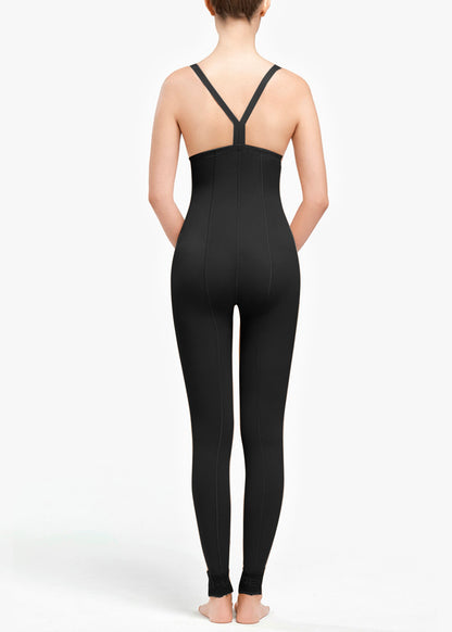 Faja abdominal hasta tobillo negra, espalda VOE