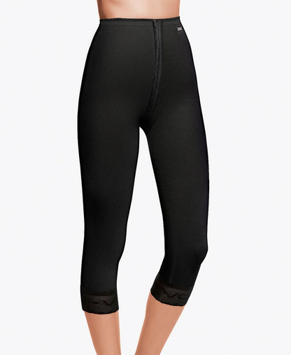 Pantalones de compresión médica postquirúrgica negros, cómodos y ajustados hasta la rodilla