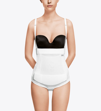 Faja postquirúrgica blanca con tirantes, compresión médica para recuperación y uso diario, cómoda y segura