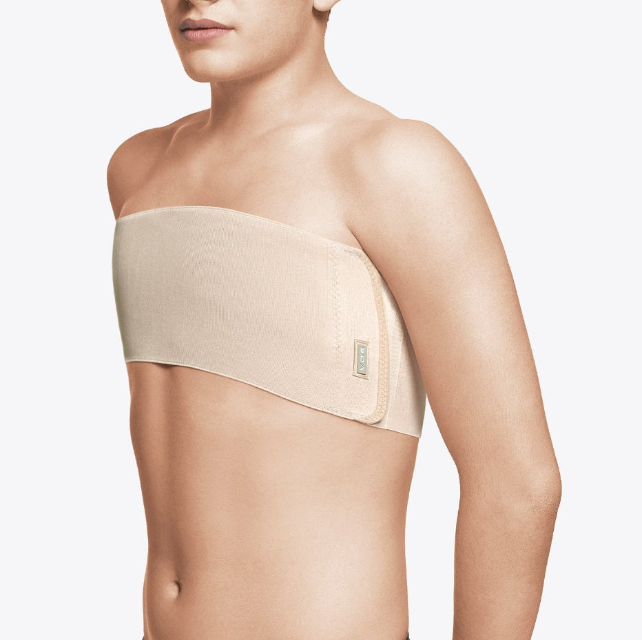 Faja de compresión médica postquirúrgica para pecho, cómoda y ajustable, ideal para recuperación y uso diario.