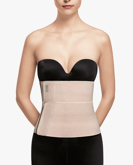 Faja de compresión médica postquirúrgica beige con soporte lumbar y diseño cómodo