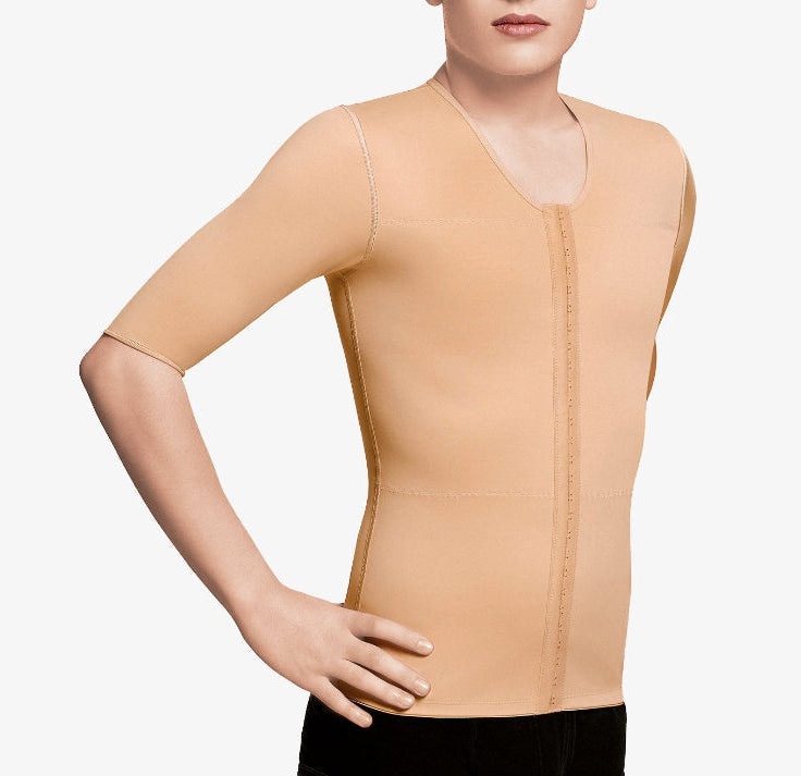 Camiseta de compresión médica postquirúrgica con manga corta, cómoda y ajustada para recuperación