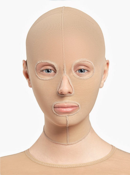 Máscara de compresión médica para rostro y cuello, diseño postquirúrgico con ajuste preciso