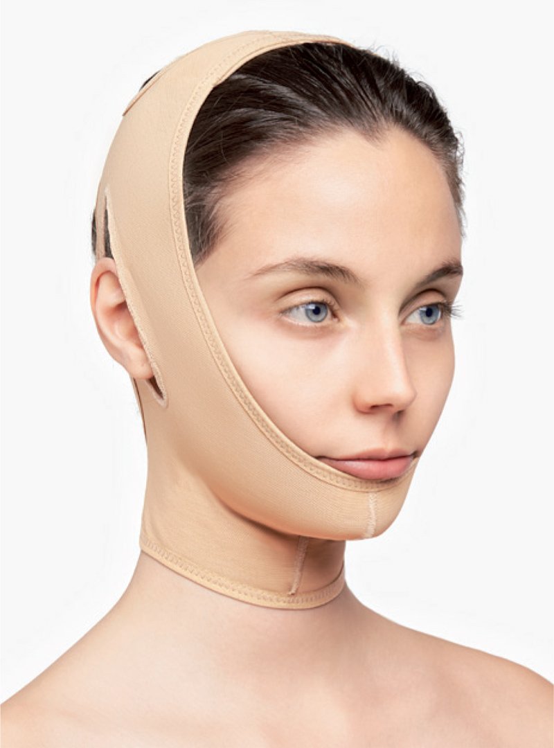 Máscara facial de compresión médica postquirúrgica para contorno y soporte del rostro
