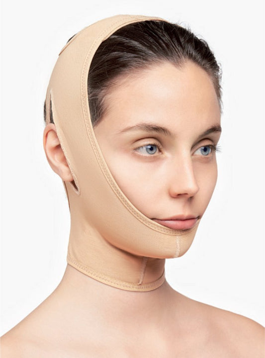 Máscara facial de compresión médica postquirúrgica para contorno y soporte del rostro