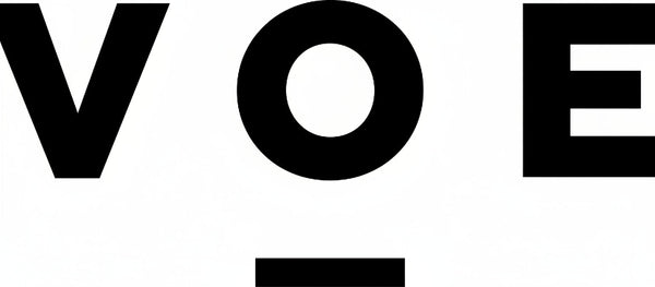 Logo VOE en negro sobre fondo blanco, marca de prendas de compresión médica y postquirúrgicas